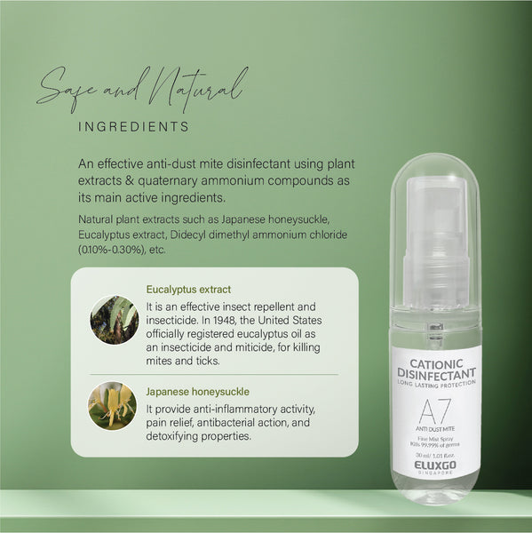 A7 Anti-Dust Mite Cationic Disinfectant - 30ml (Travel Size)