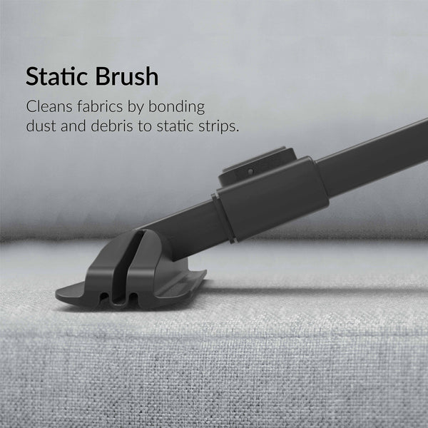 Vacuum cleaner clean static fabric brush cleans fabrics by bonding dust and debris to static strips